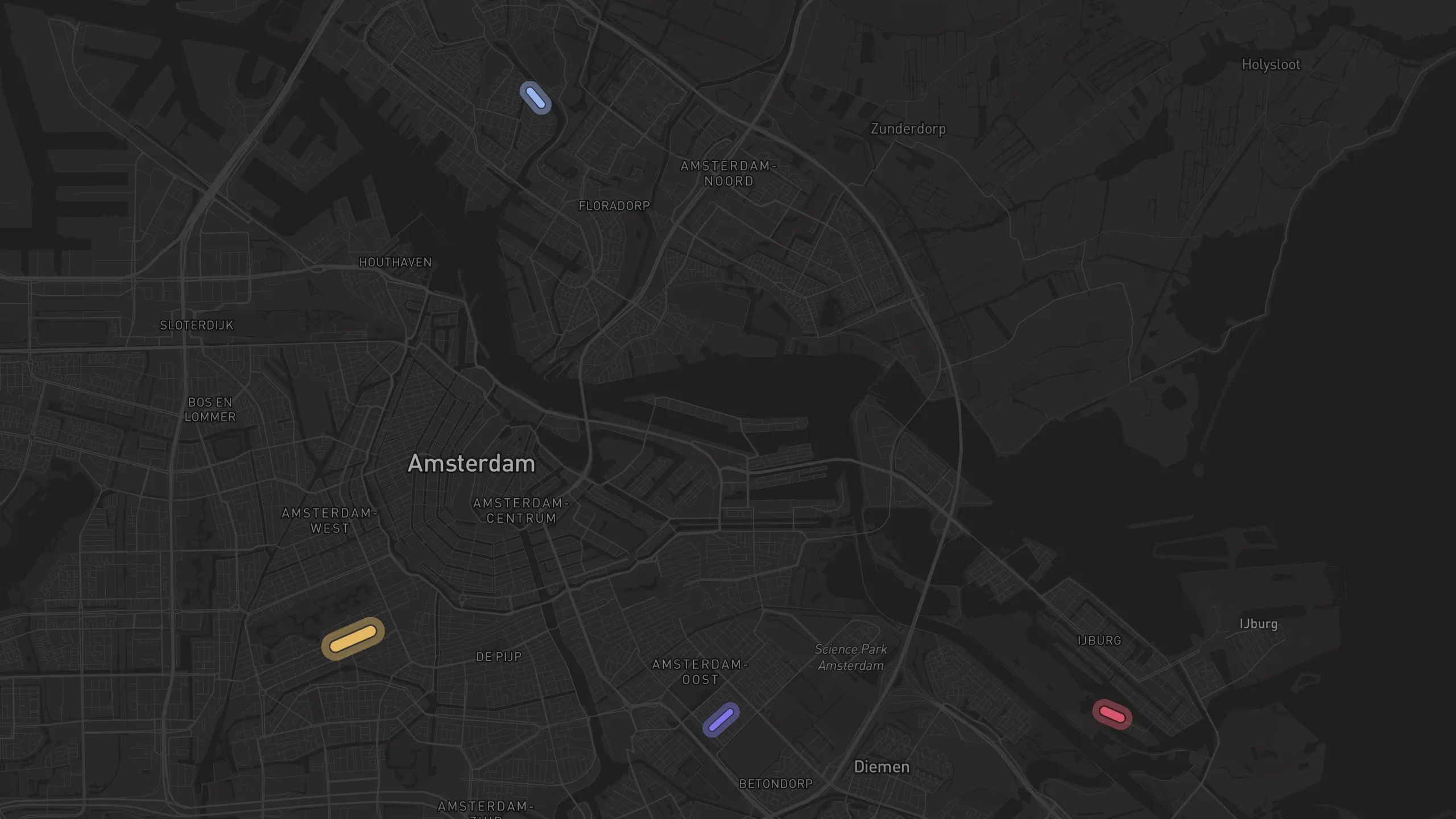 Map of street alignments in Amsterdam