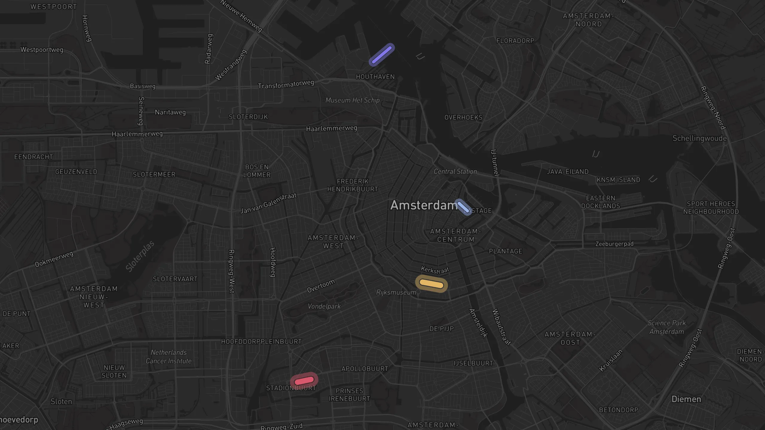 Map of street alignments in Amsterdam
