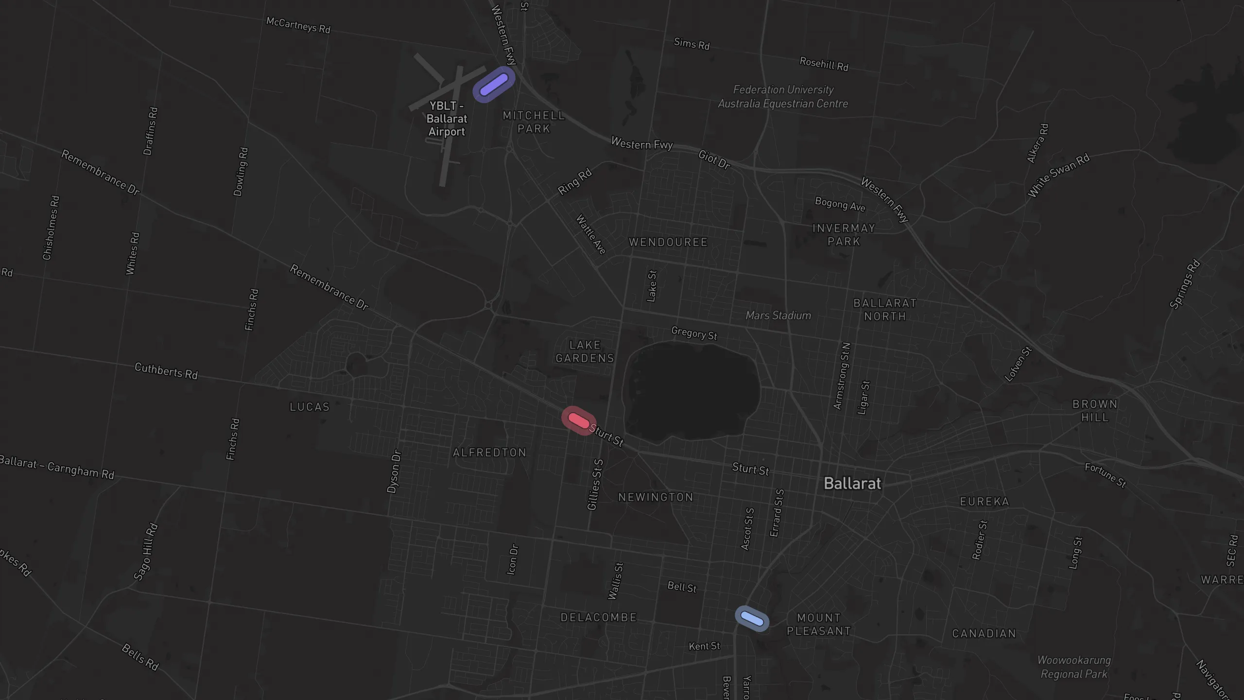 Map of street alignments in Ballarat