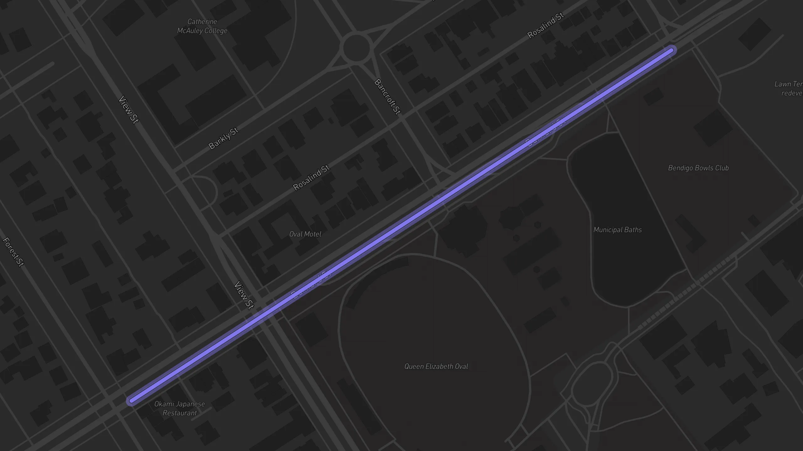 Map of street alignments in Bendigo