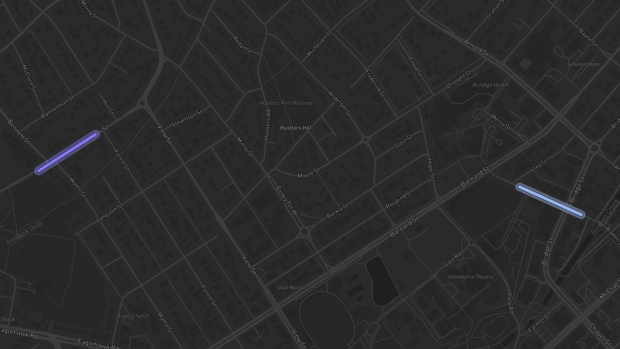Map of street alignments in Bendigo