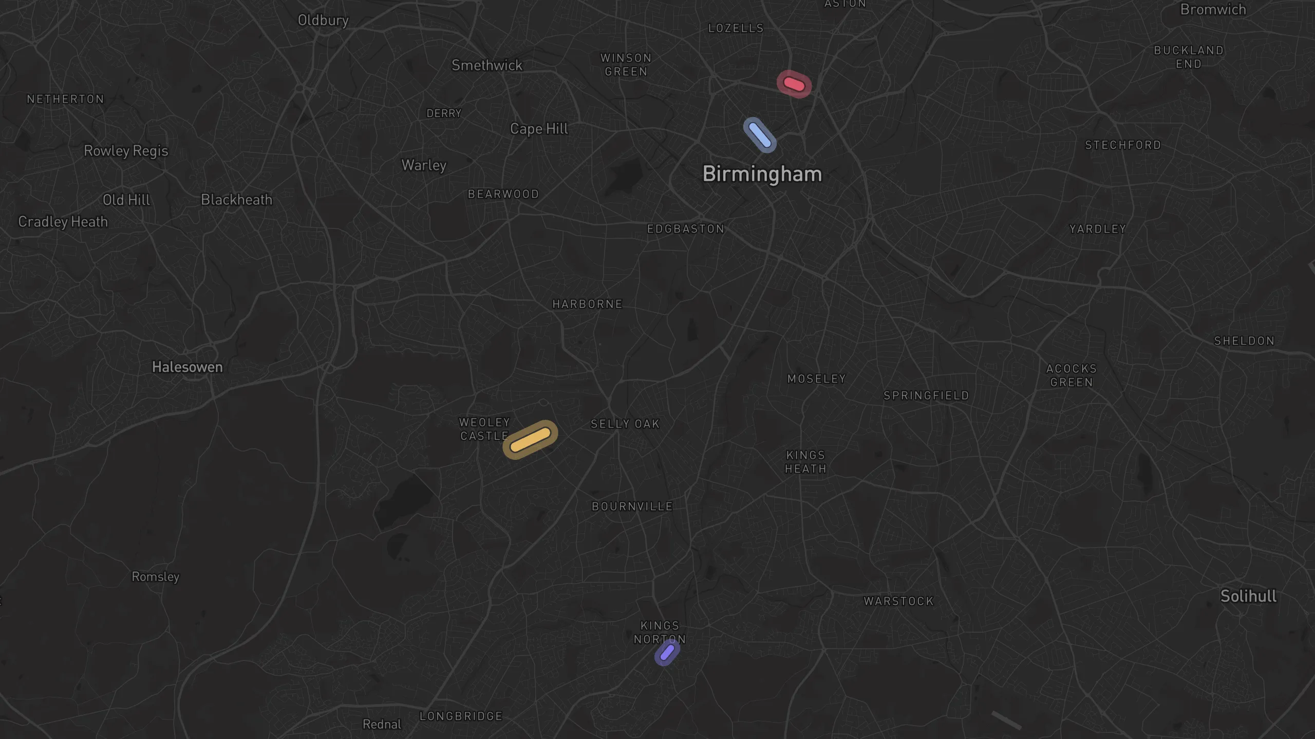 Map of street alignments in Birmingham