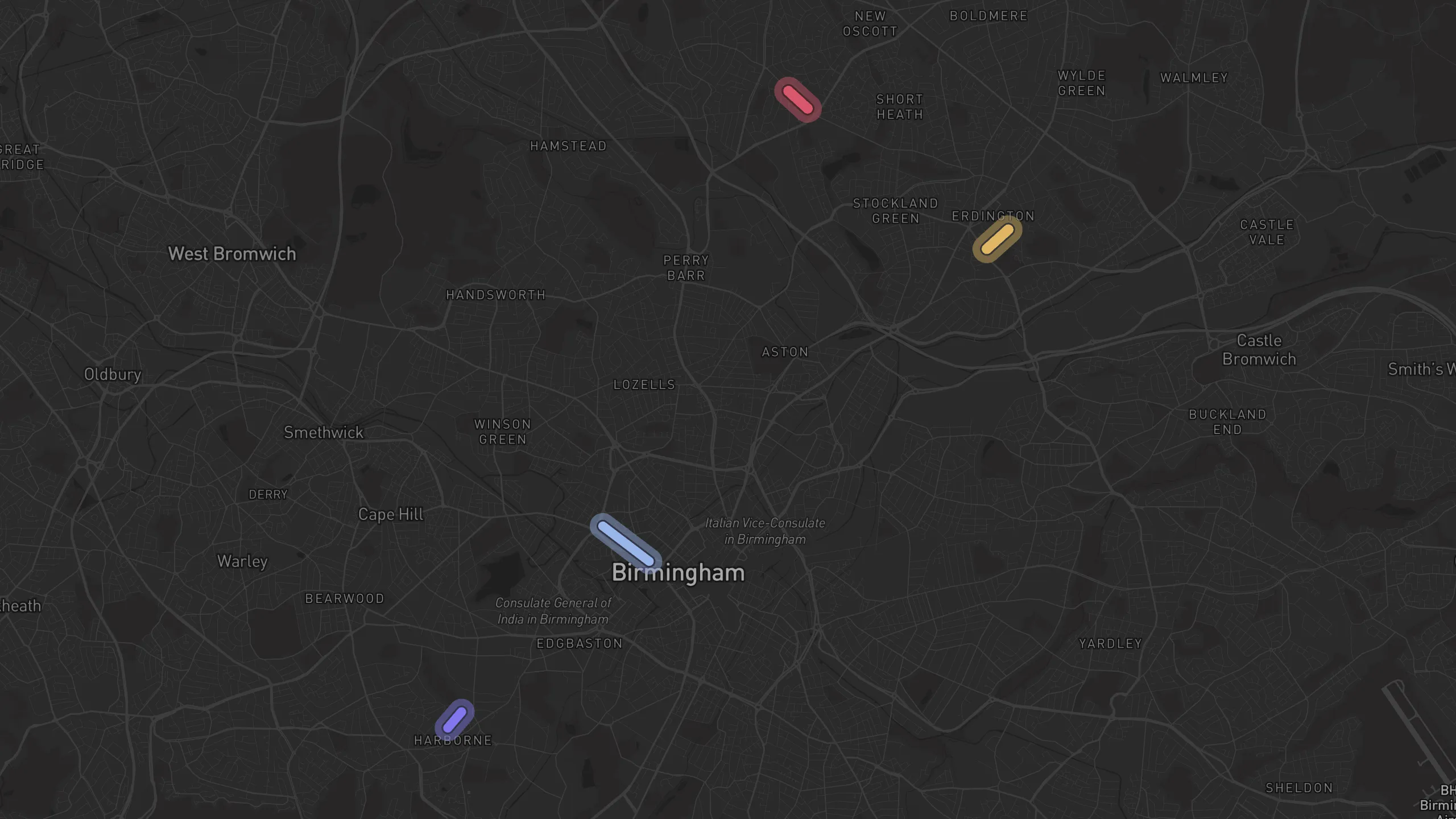Map of street alignments in Birmingham