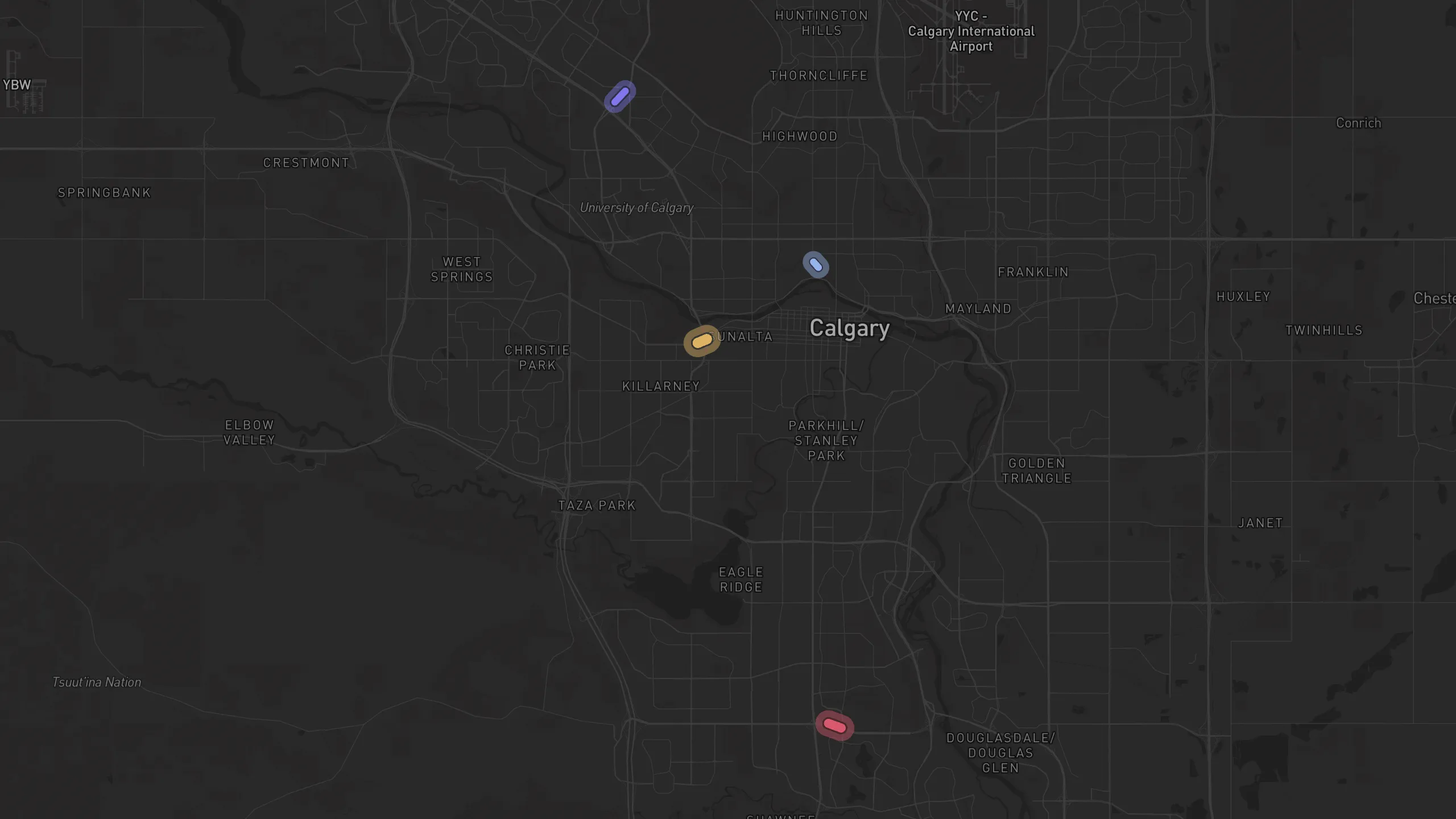 Map of street alignments in Calgary