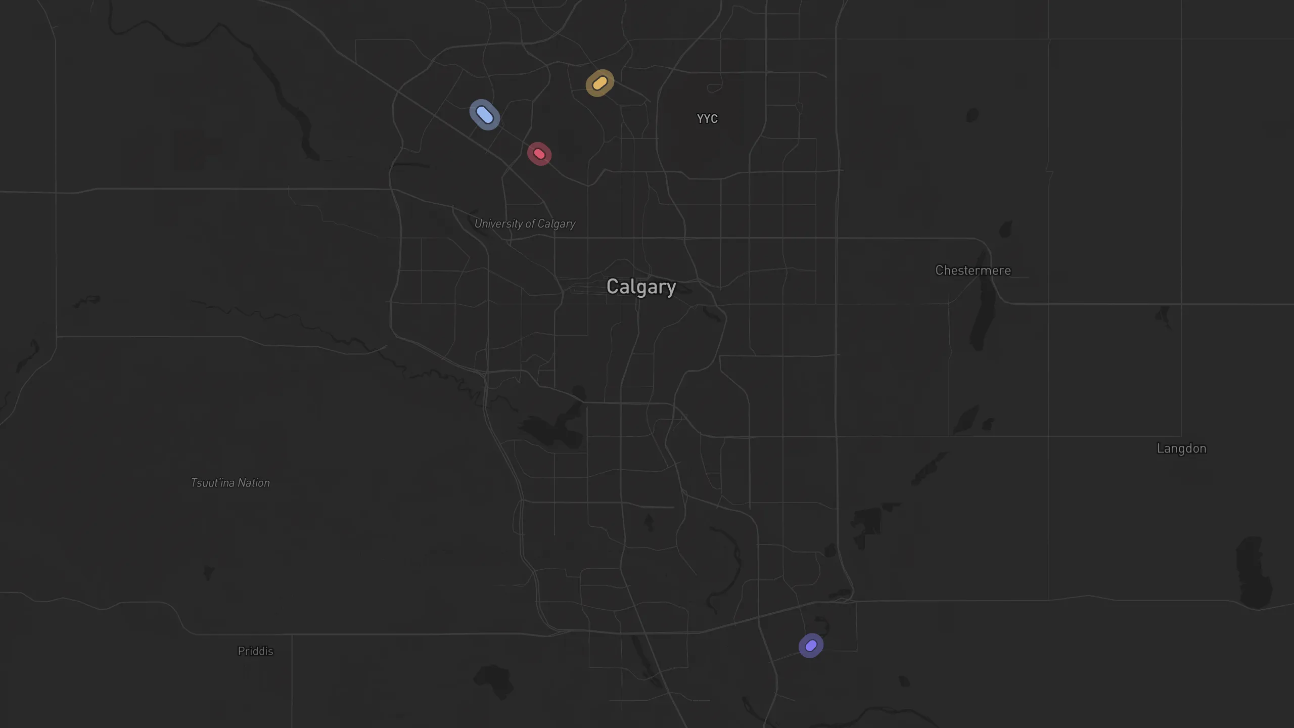 Map of street alignments in Calgary