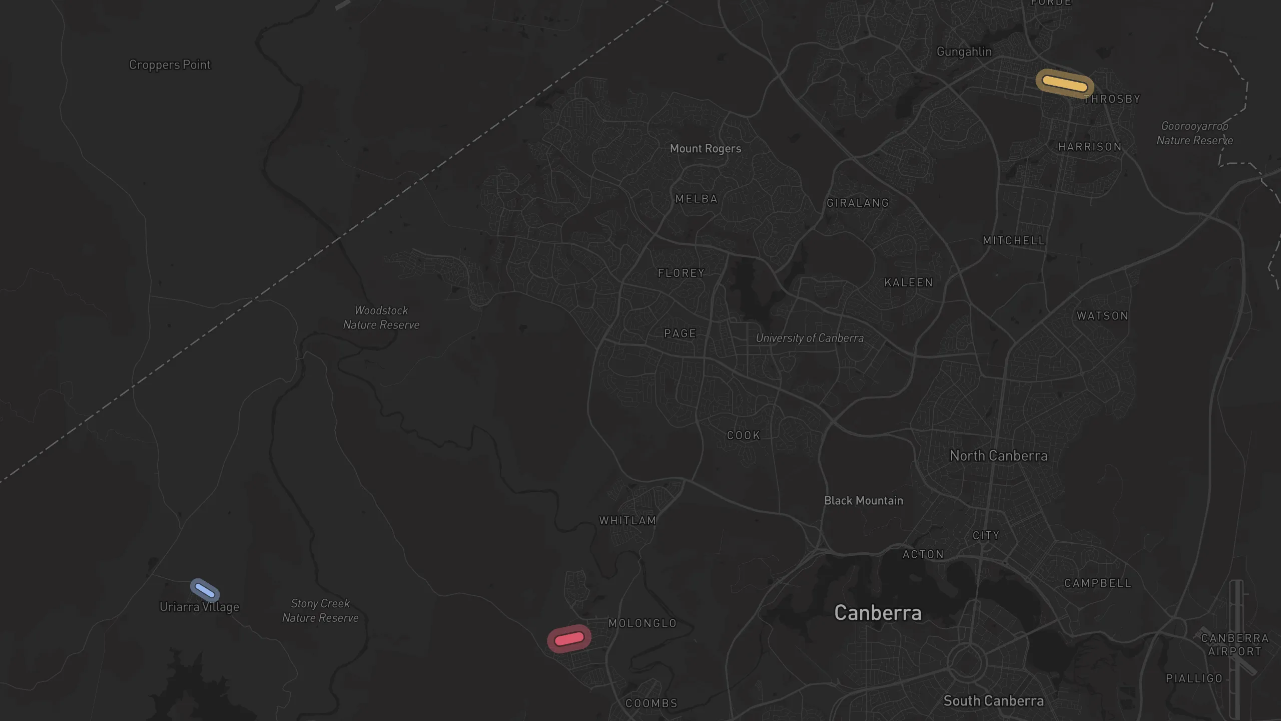 Map of street alignments in Canberra