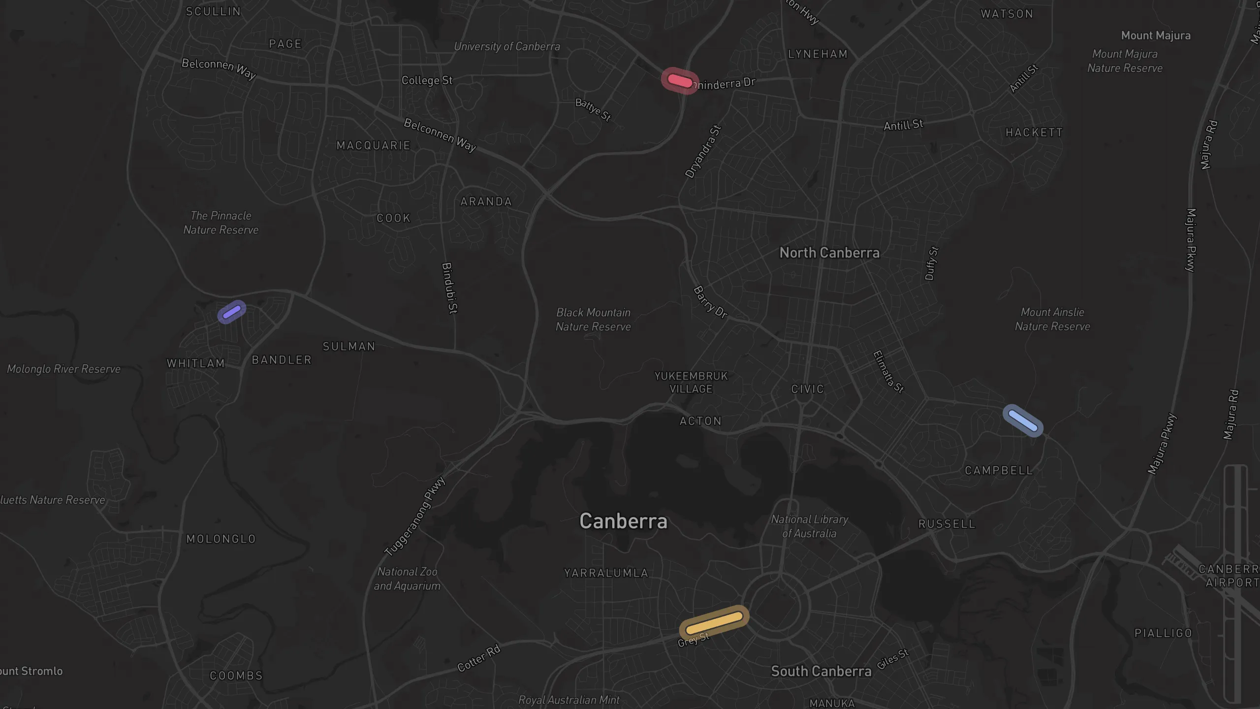 Map of street alignments in Canberra