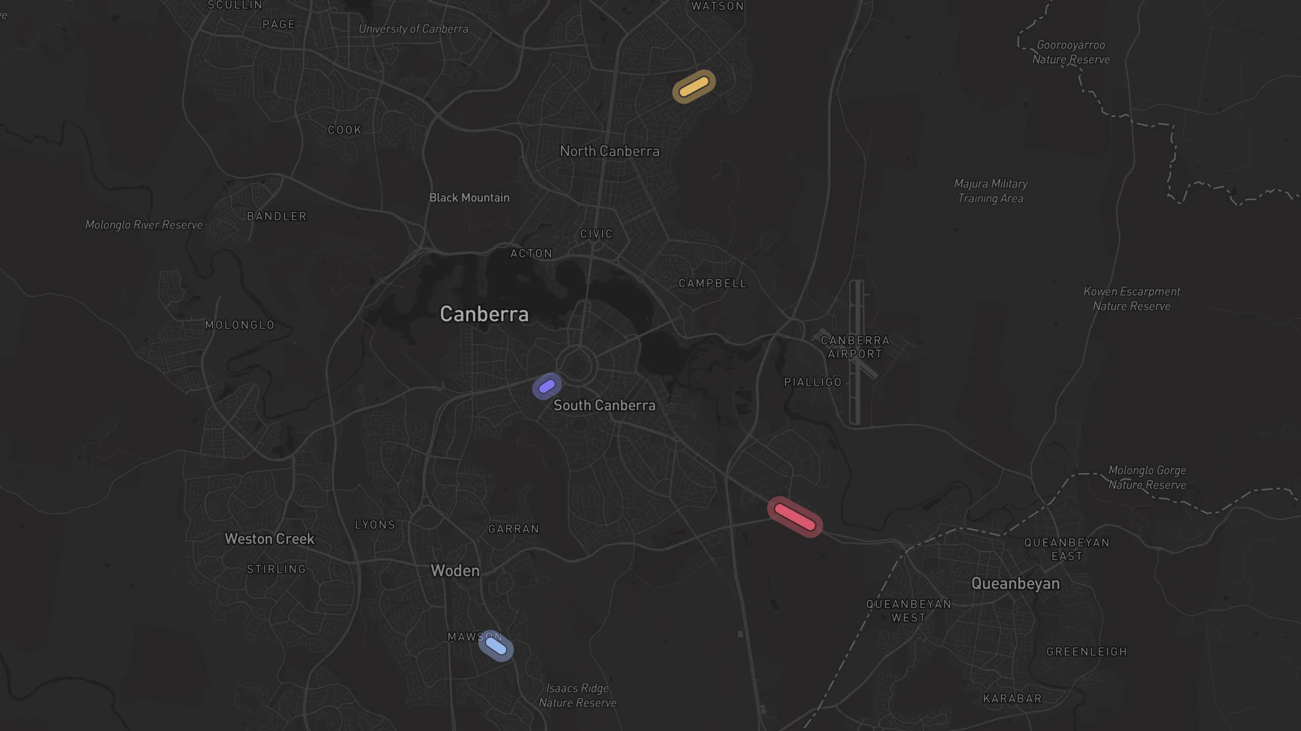 Map of street alignments in Canberra