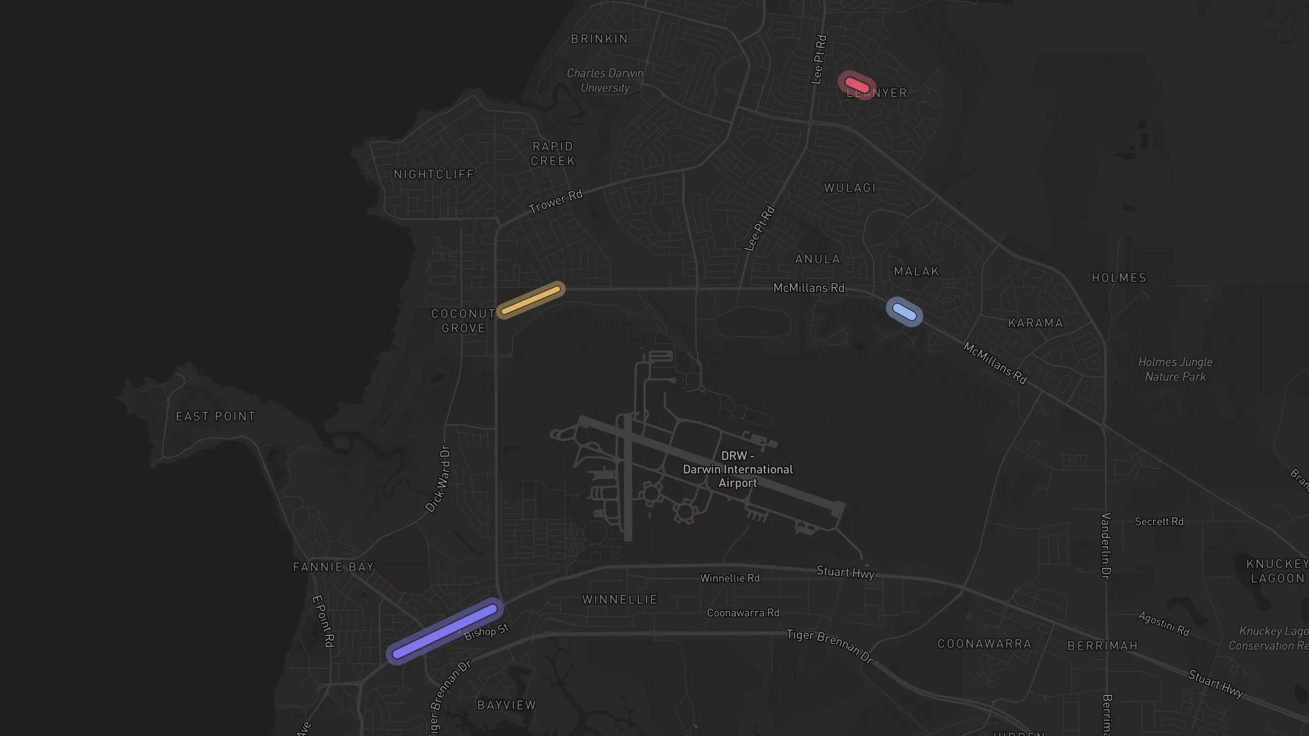Map of street alignments in Darwin