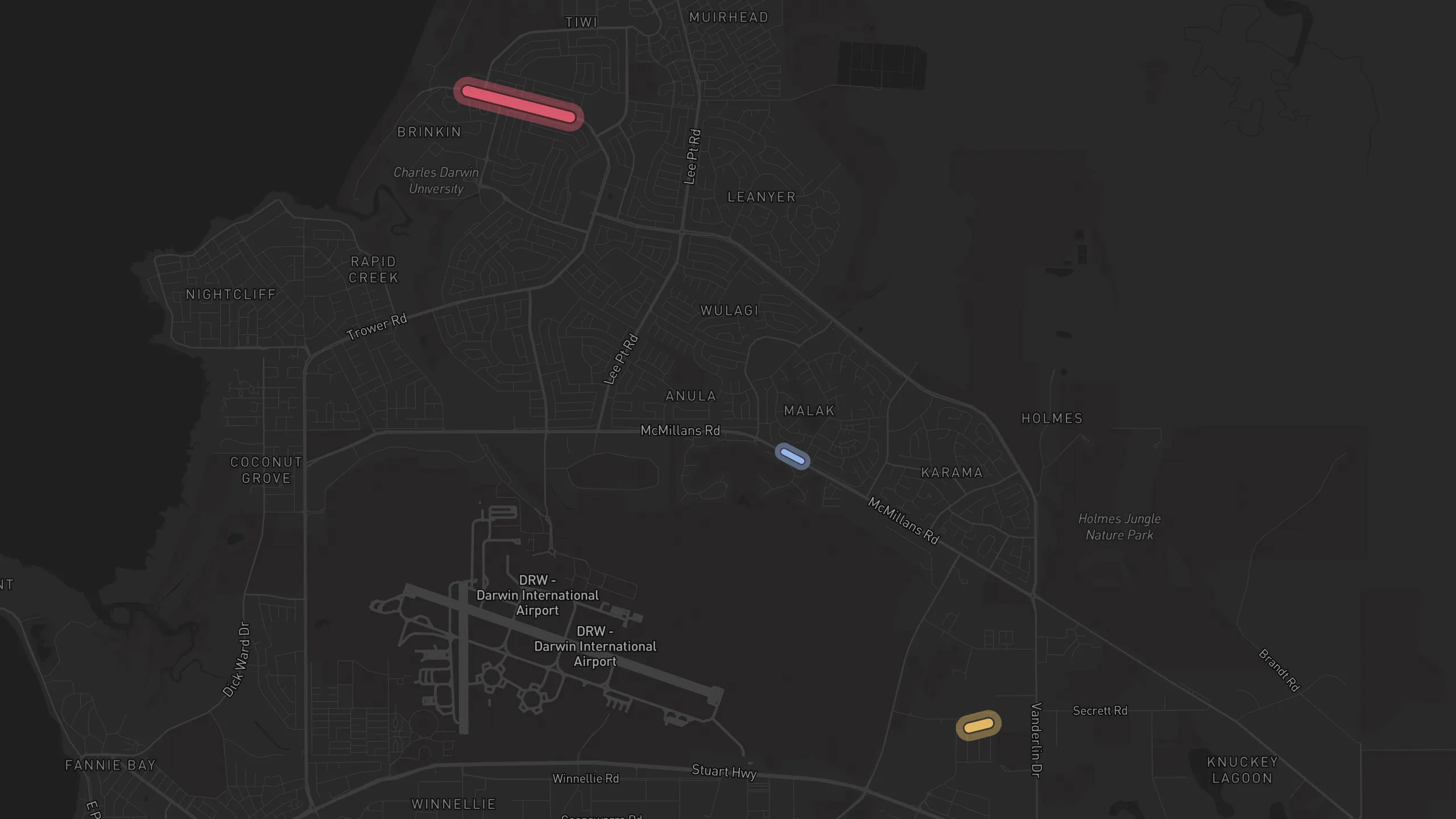 Map of street alignments in Darwin