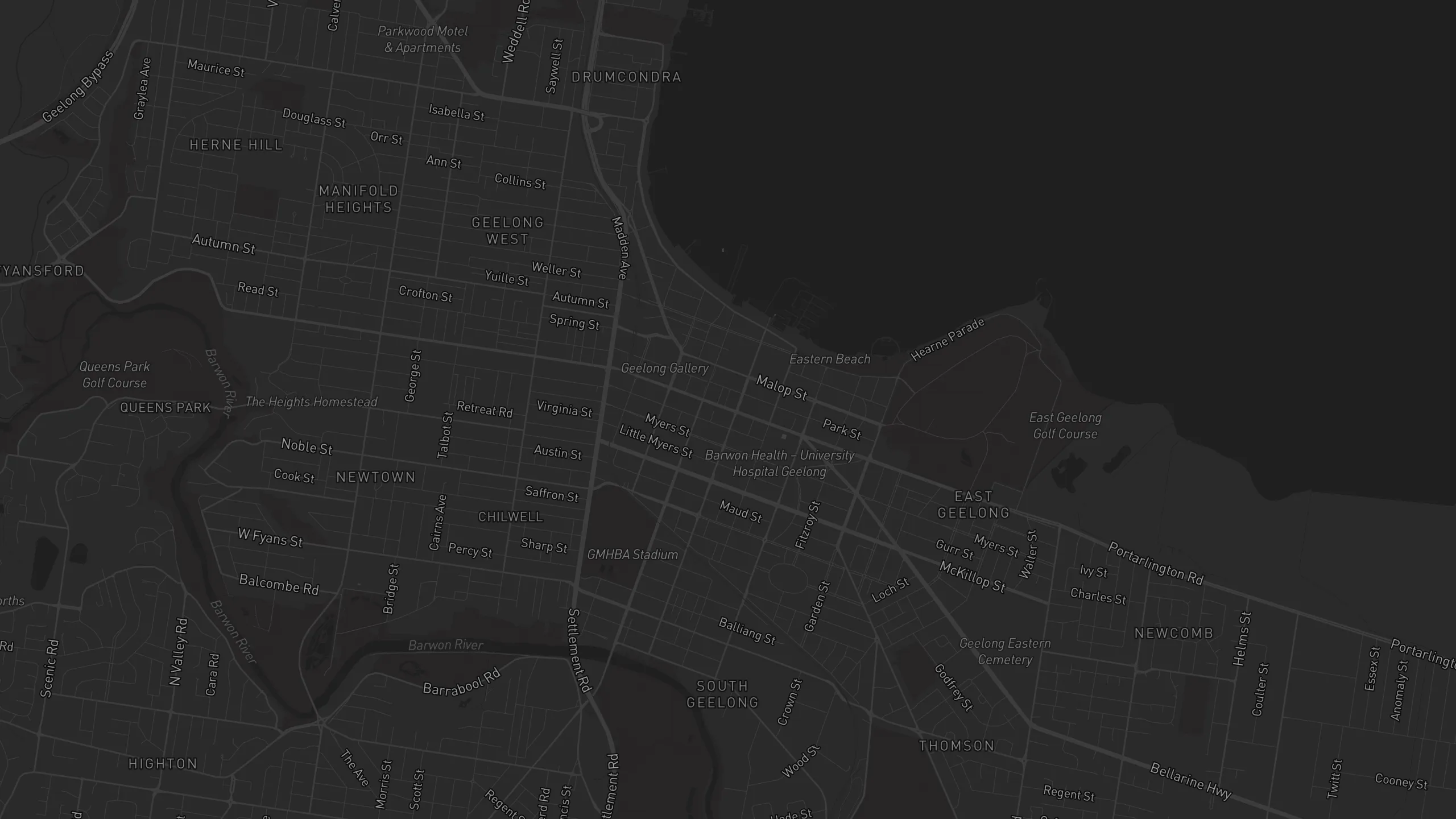 Map of street alignments in Geelong