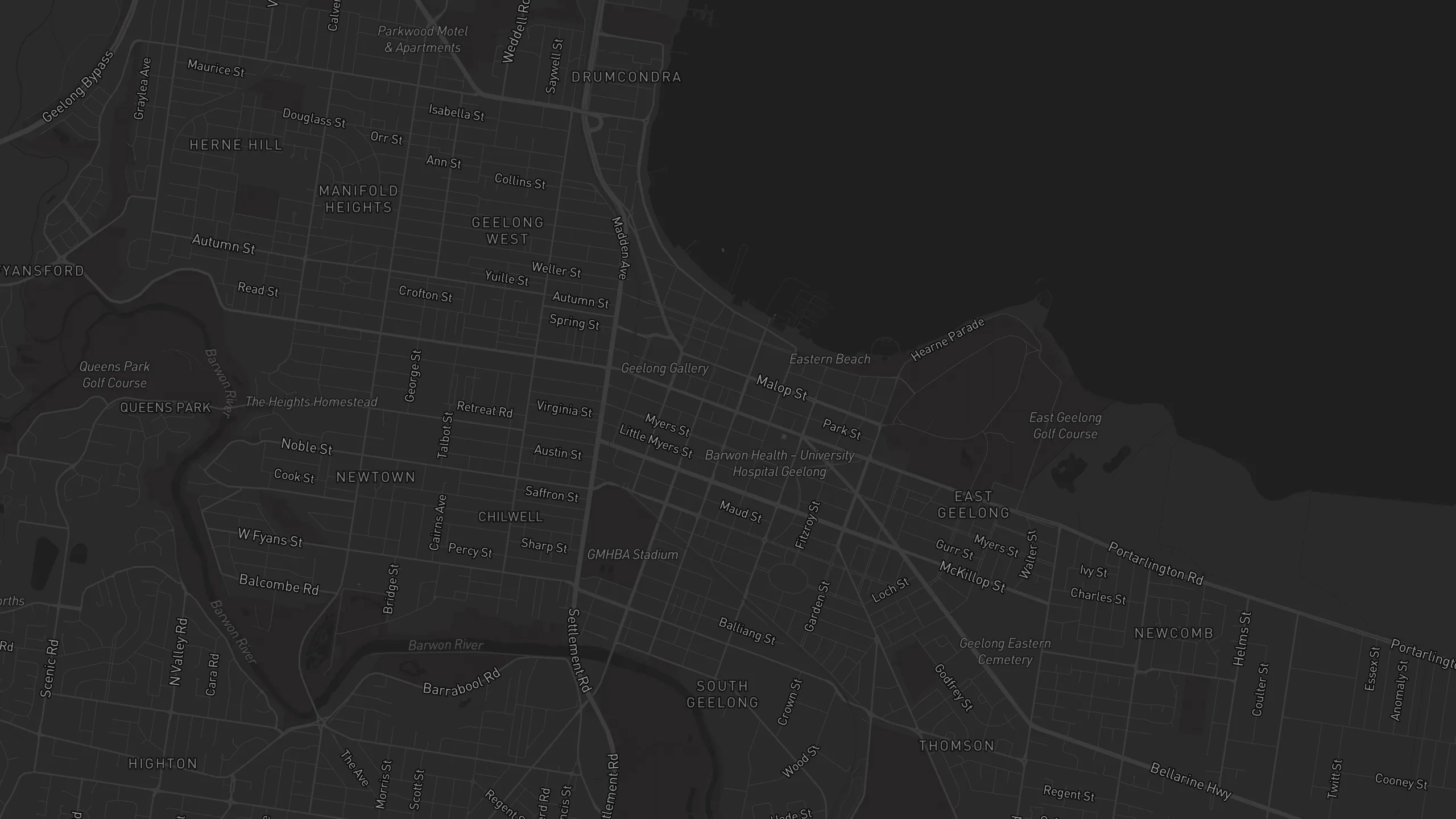 Map of street alignments in Geelong