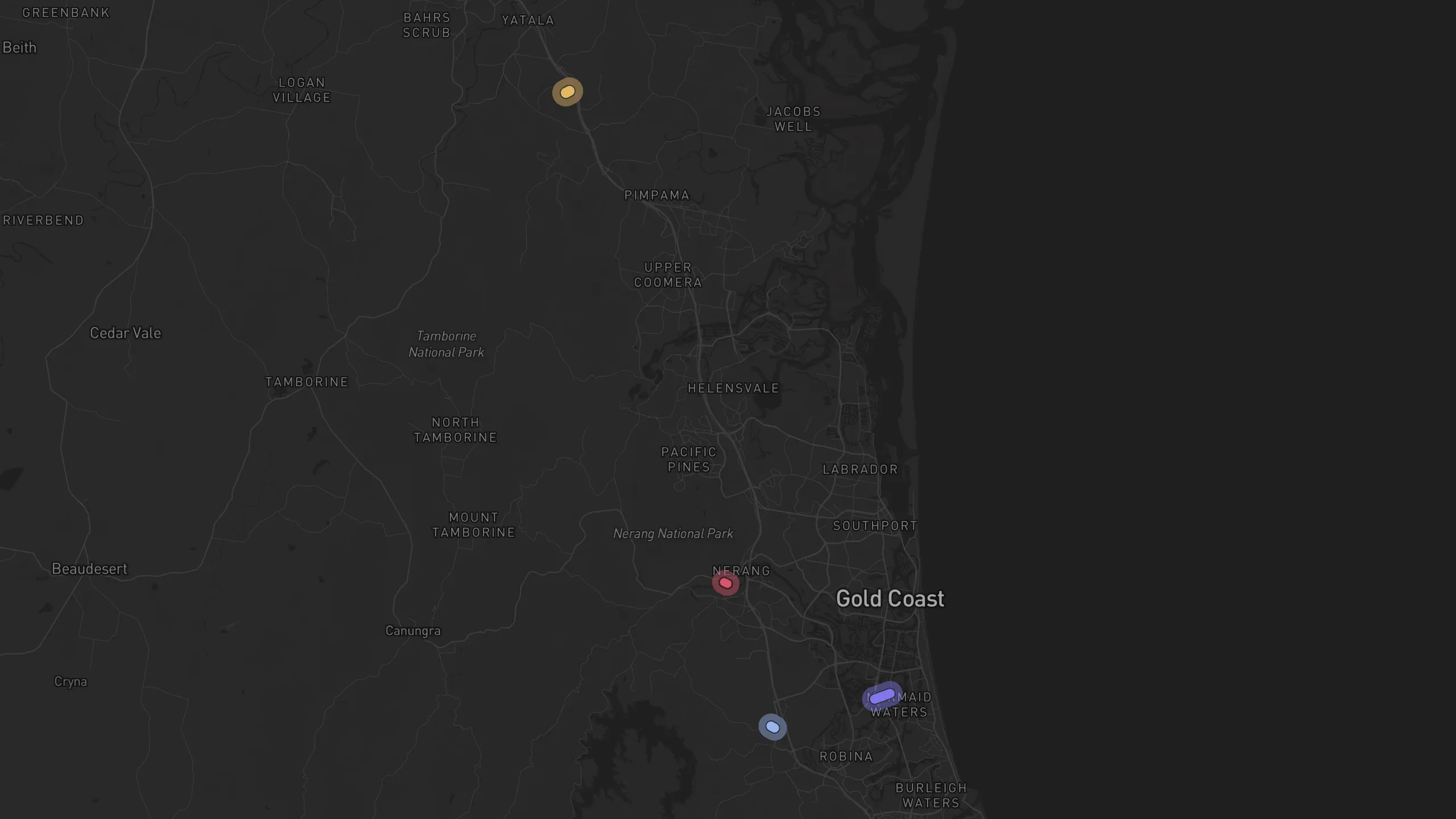 Map of street alignments in Gold Coast