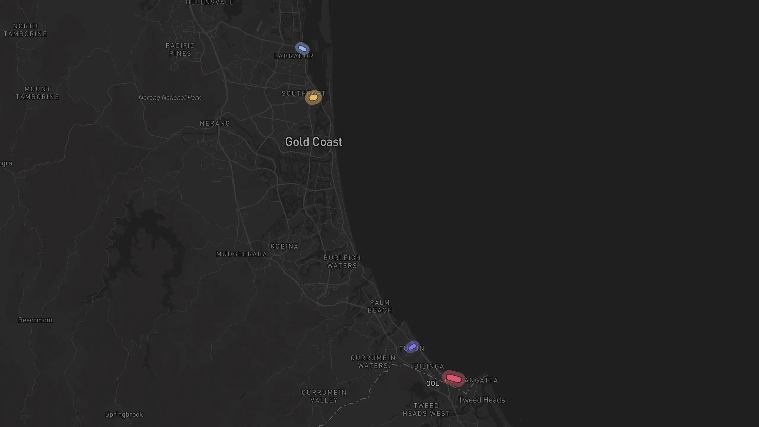 Map of street alignments in Gold Coast