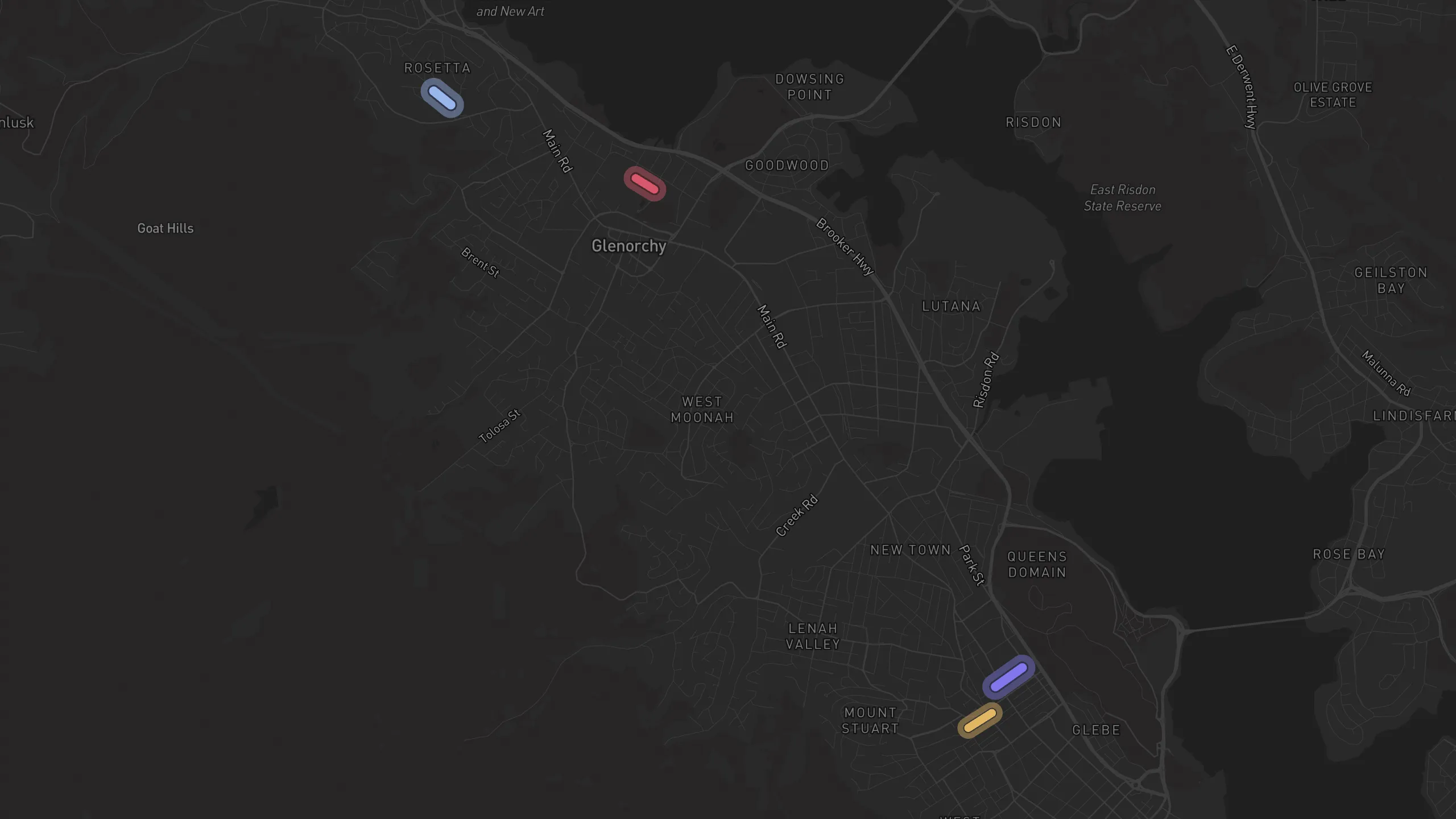 Map of street alignments in Hobart