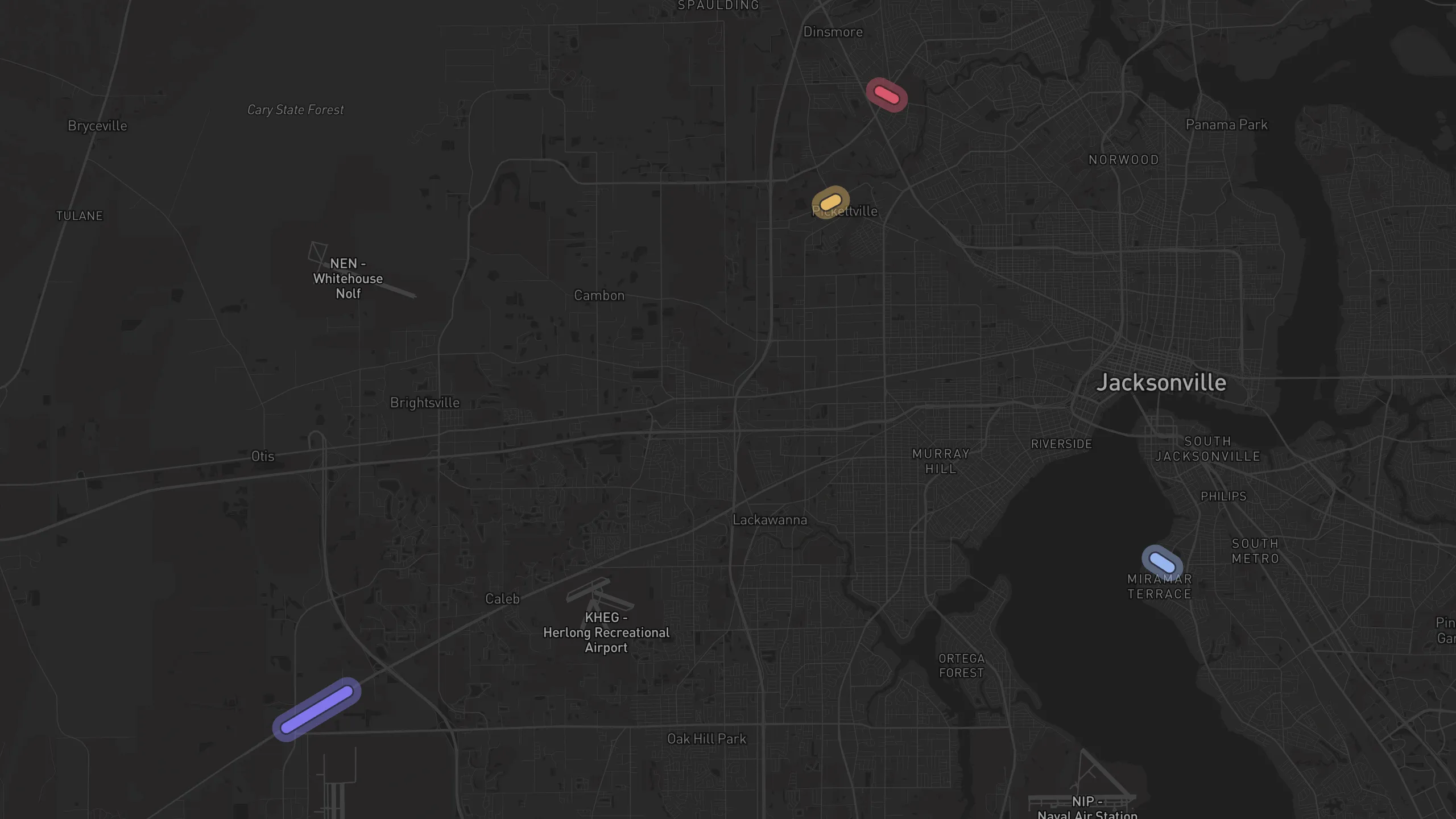 Map of street alignments in Jacksonville