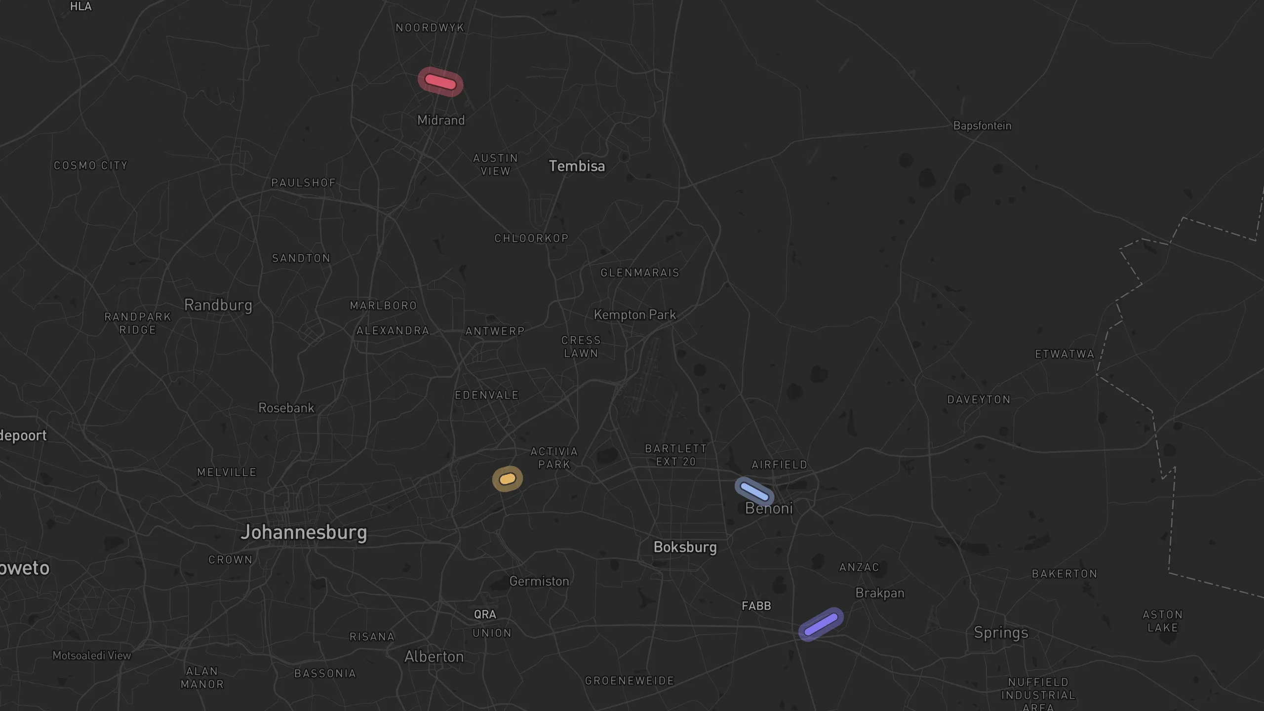 Map of street alignments in Johannesburg