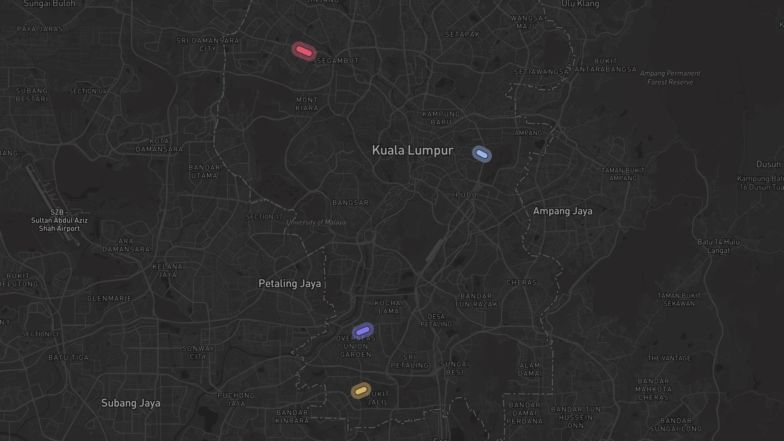Map of street alignments in Kuala Lumpur