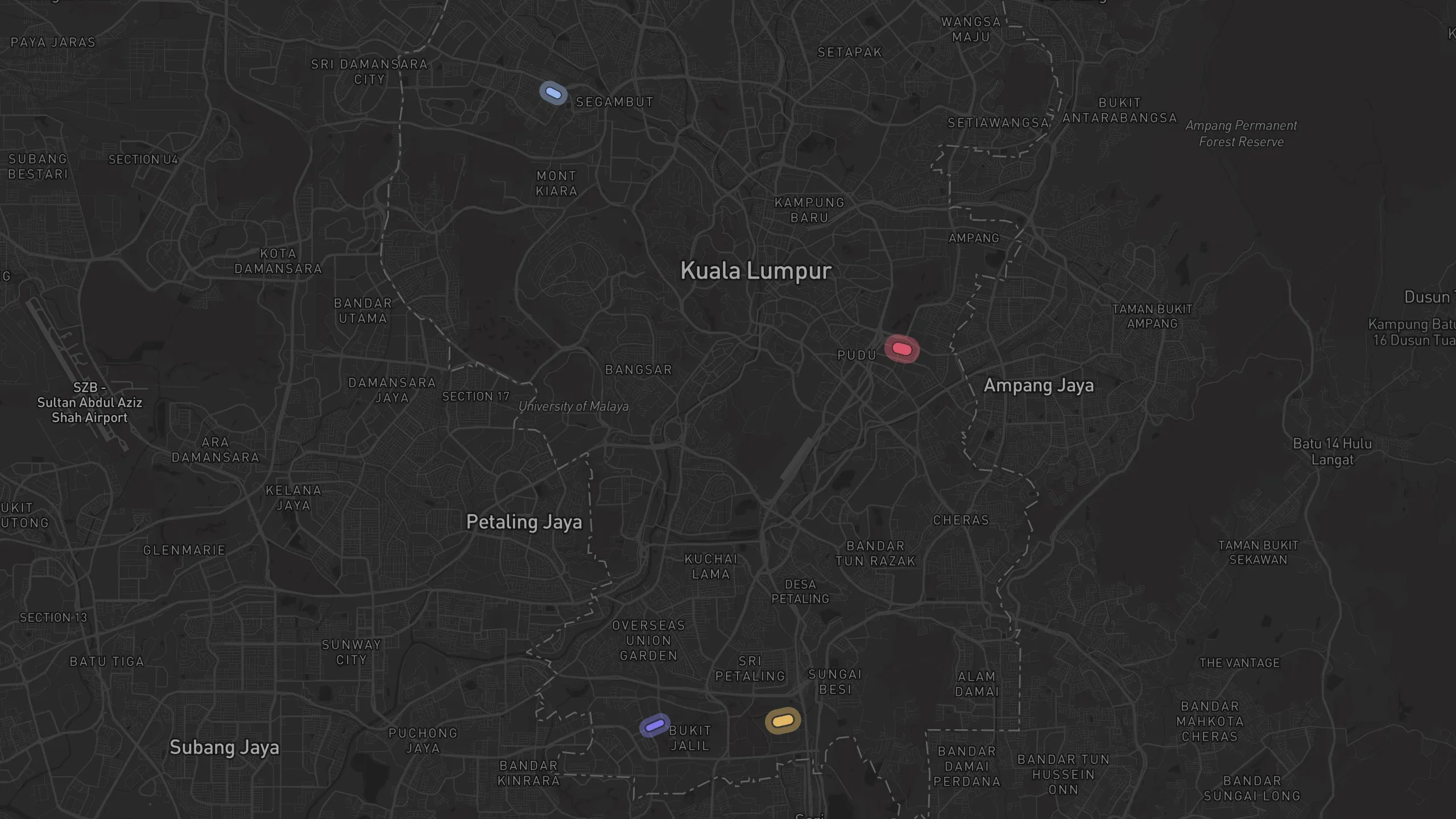 Map of street alignments in Kuala Lumpur
