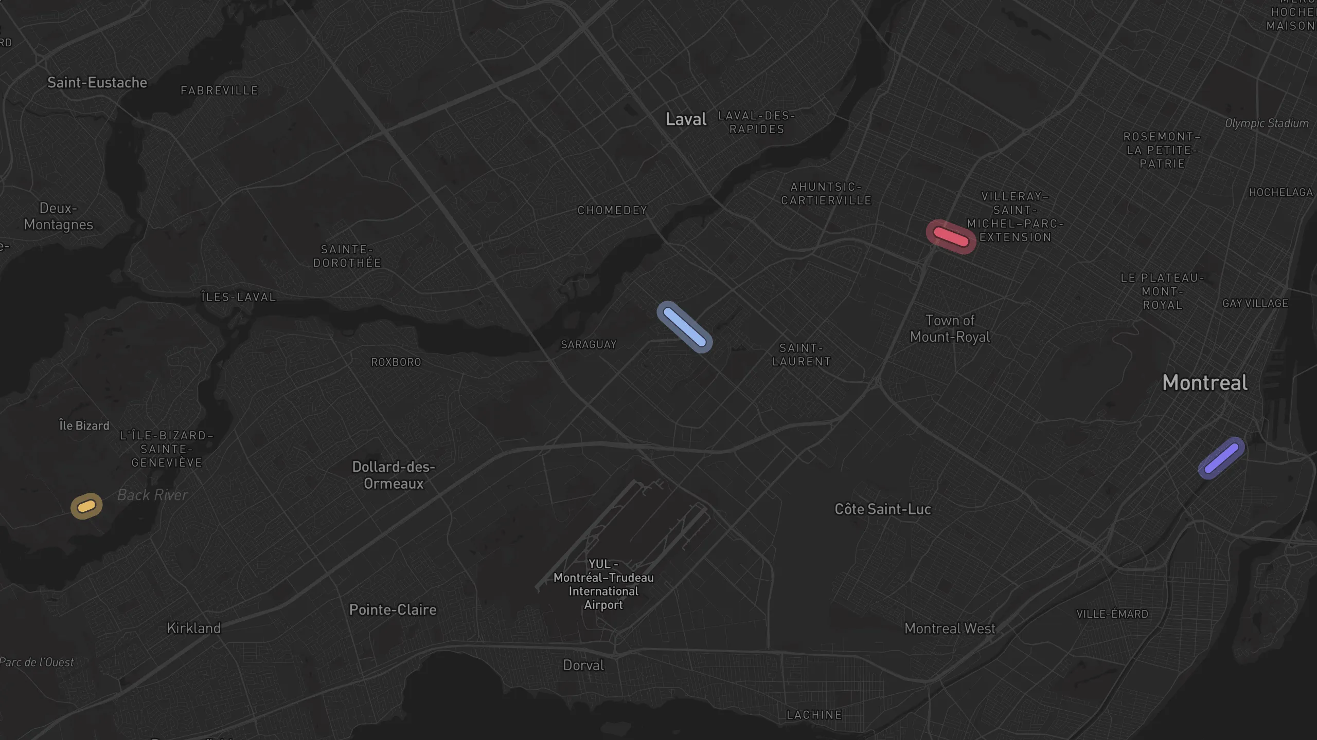 Map of street alignments in Montreal