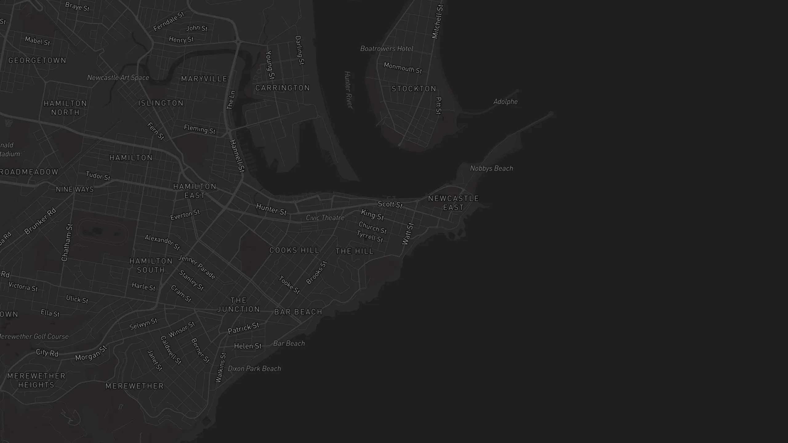 Map of street alignments in Newcastle