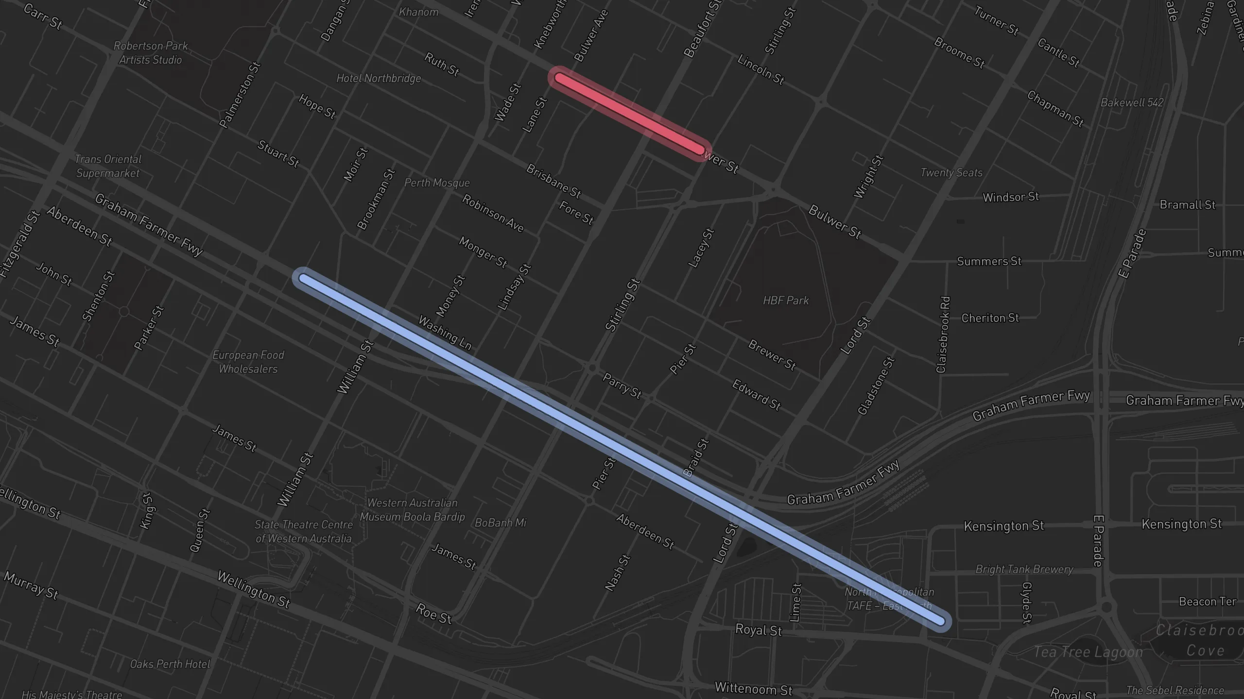 Map of street alignments in Perth