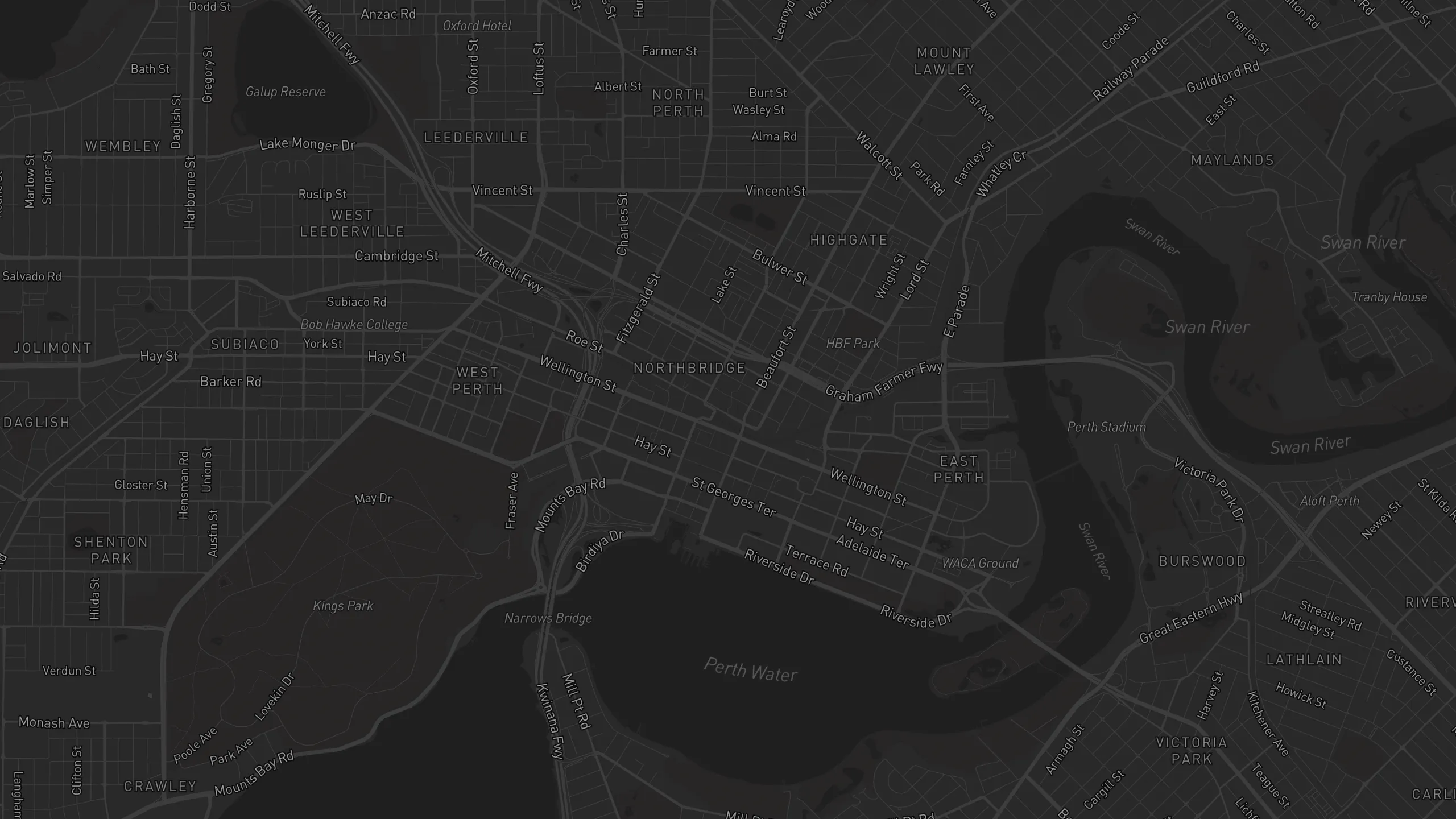 Map of street alignments in Perth