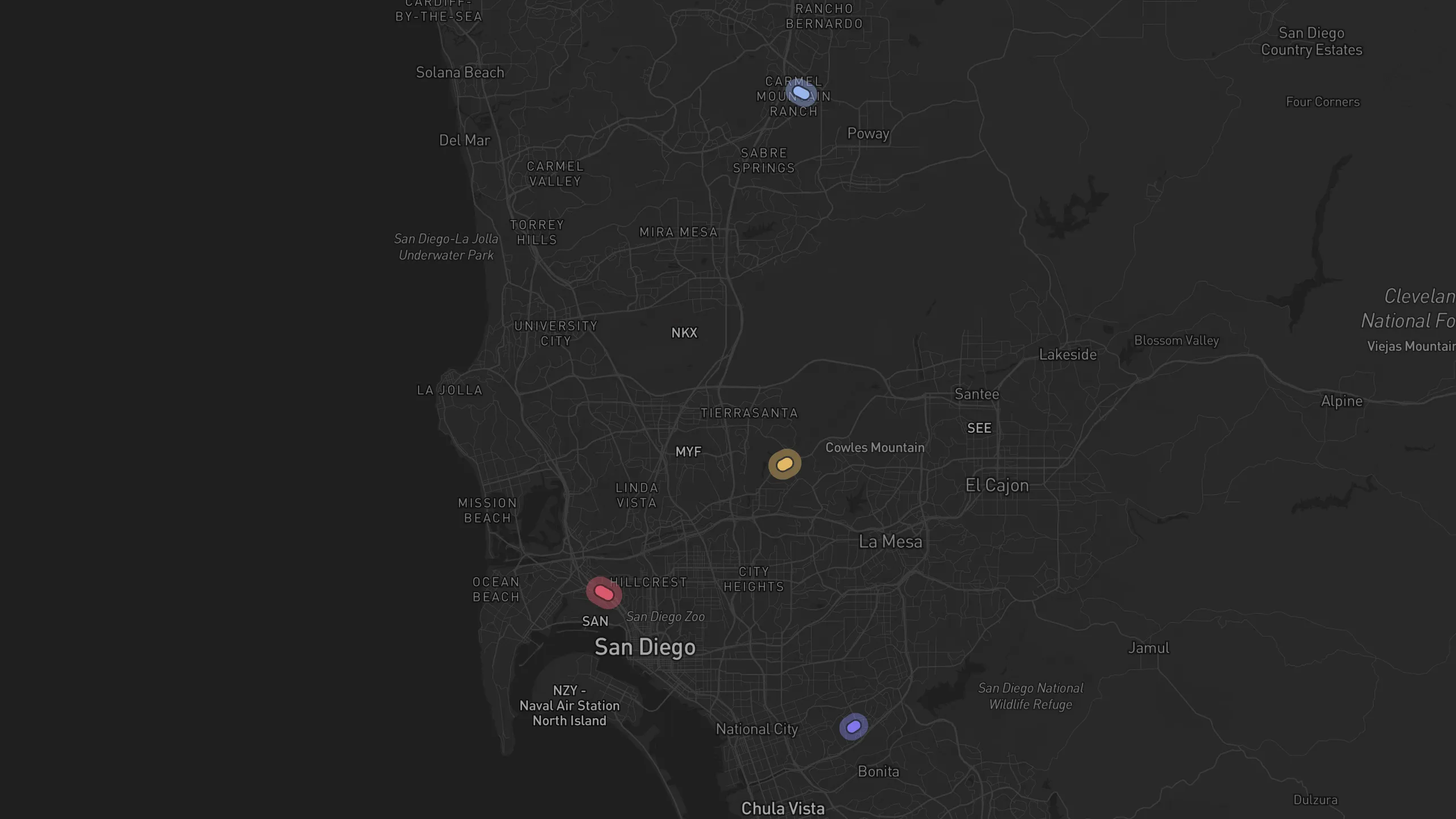 Map of street alignments in San Diego