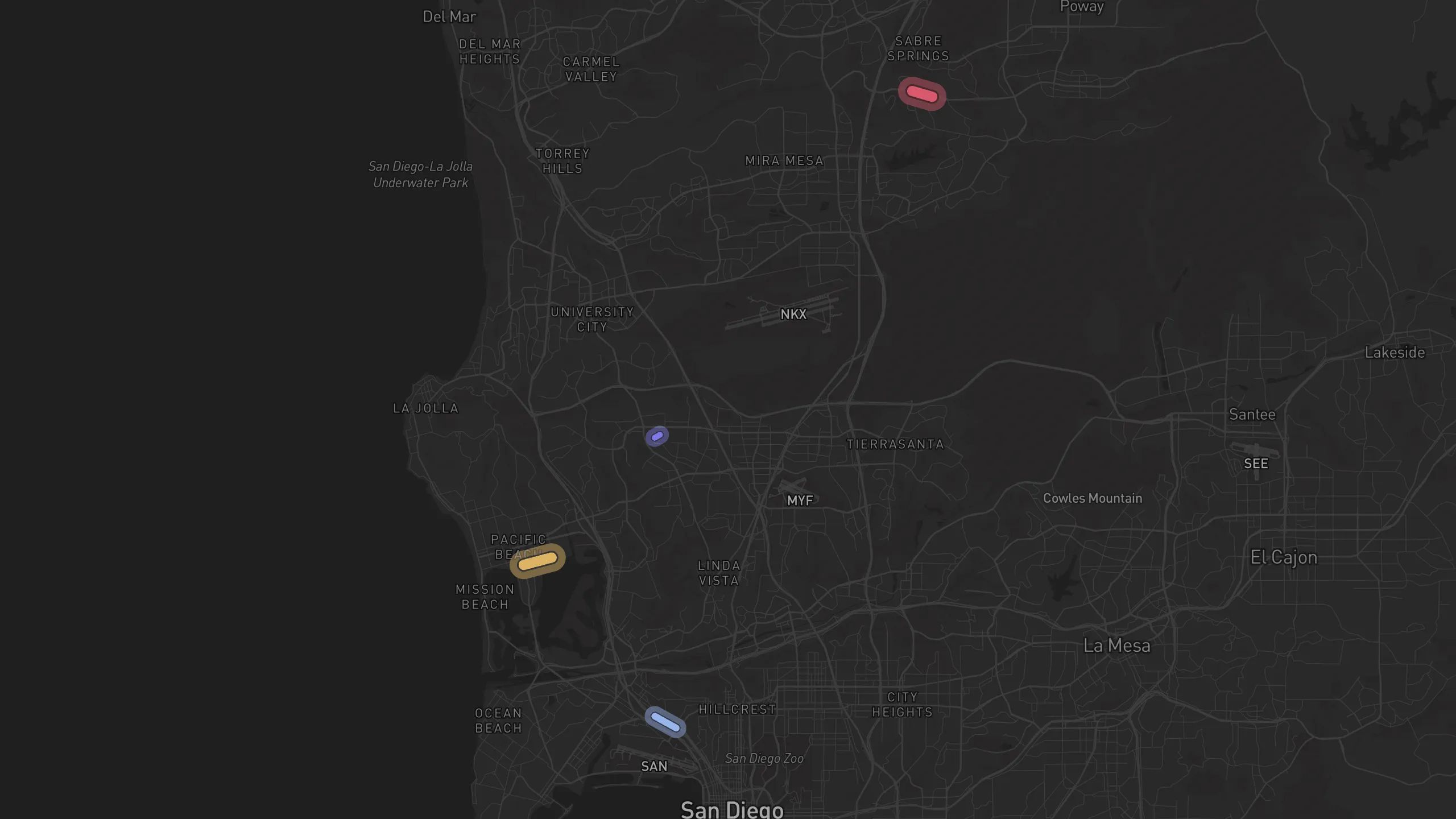 Map of street alignments in San Diego