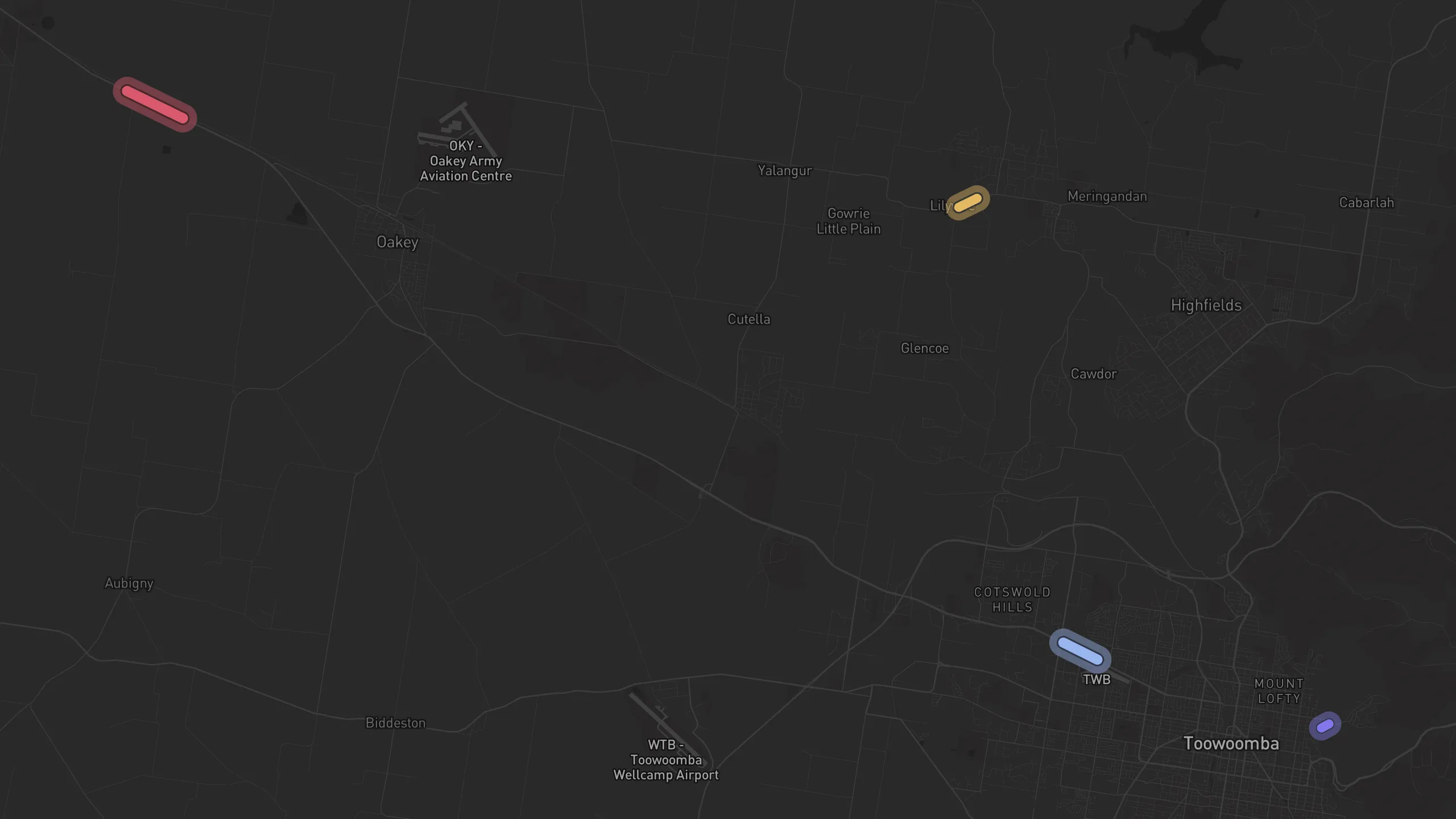 Map of street alignments in Toowoomba