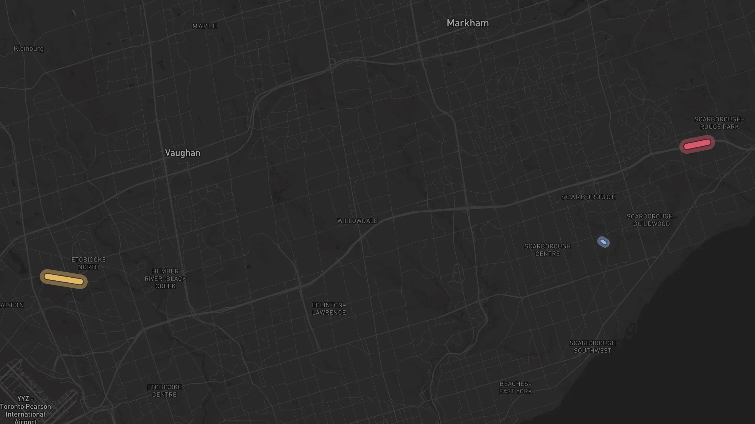 Map of street alignments in Toronto