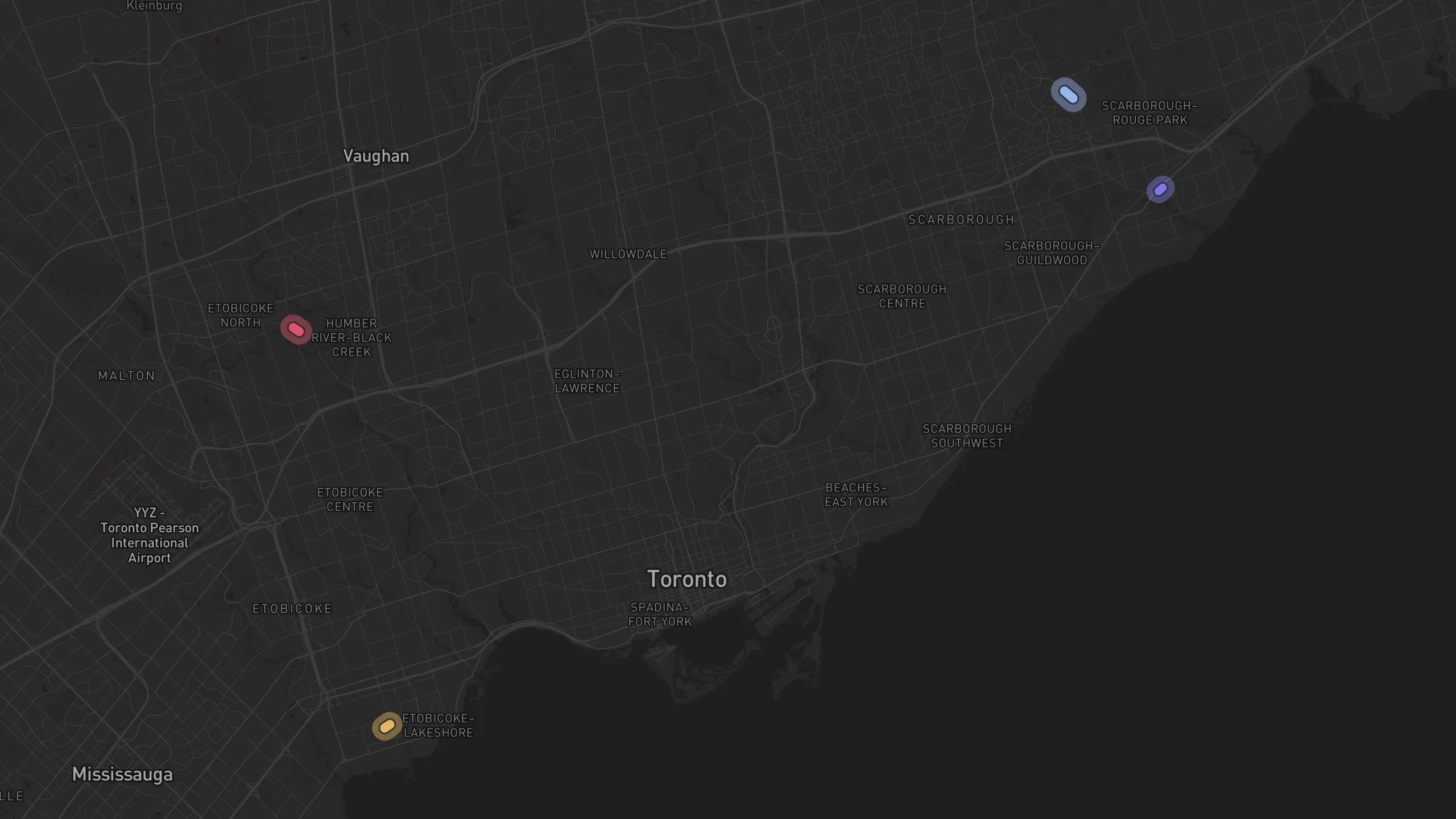 Map of street alignments in Toronto