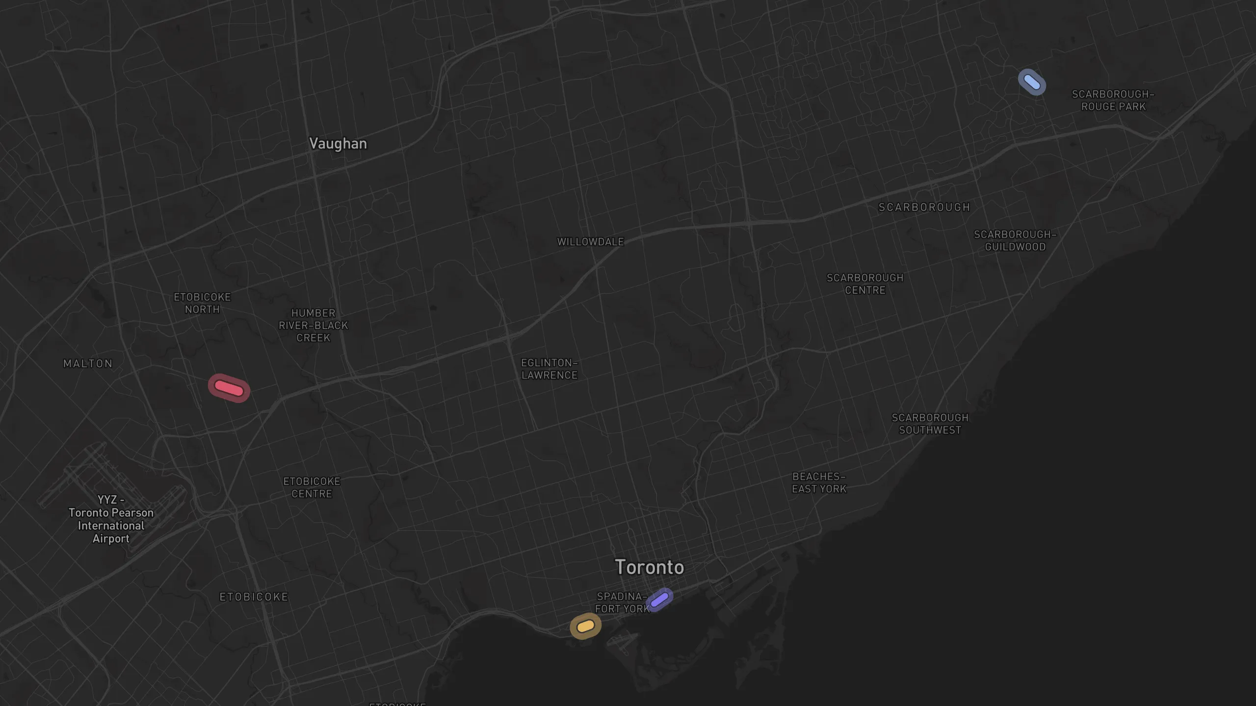 Map of street alignments in Toronto